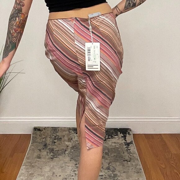 Y2K Missoni Striped Regular Pencil Skirt Back Zip Size 12 Pink - Picture 6 of 8